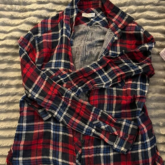 BeachLunchLounge, long sleeve plaid button up, size L; red white and blue - Picture 1 of 1